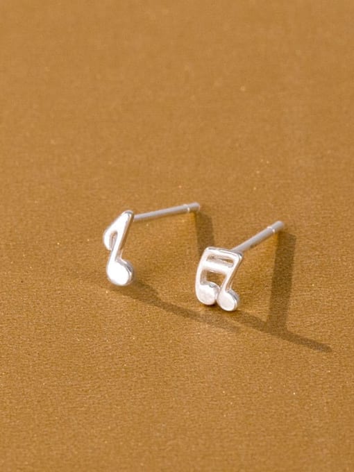 ES1465 [99 Silver Note] 925 Sterling Silver Heart Cute Stud Earring